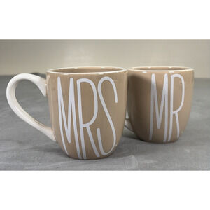 Coton Colors Mugs by Laura Johnson Mr & Mrs. Beige & White NIB Wedding Charity